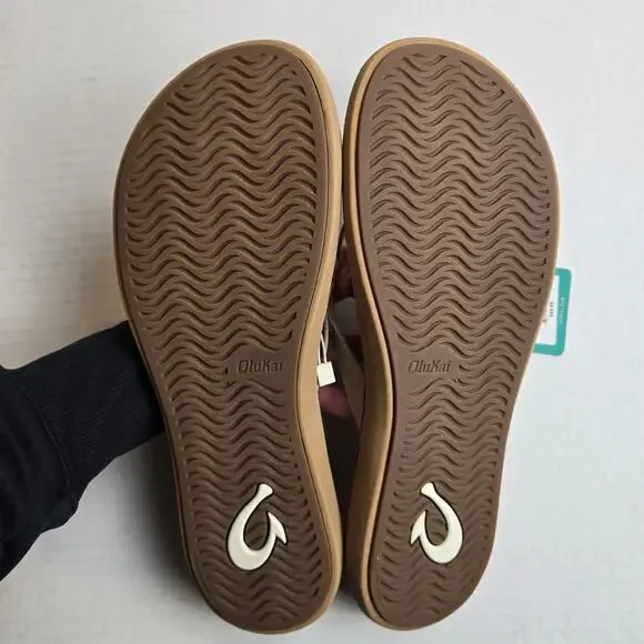 Olukai Kapehe Luana Sandals Size 11 Tapa Womens Leather Flip Flops 20468 - Picture 3 of 4